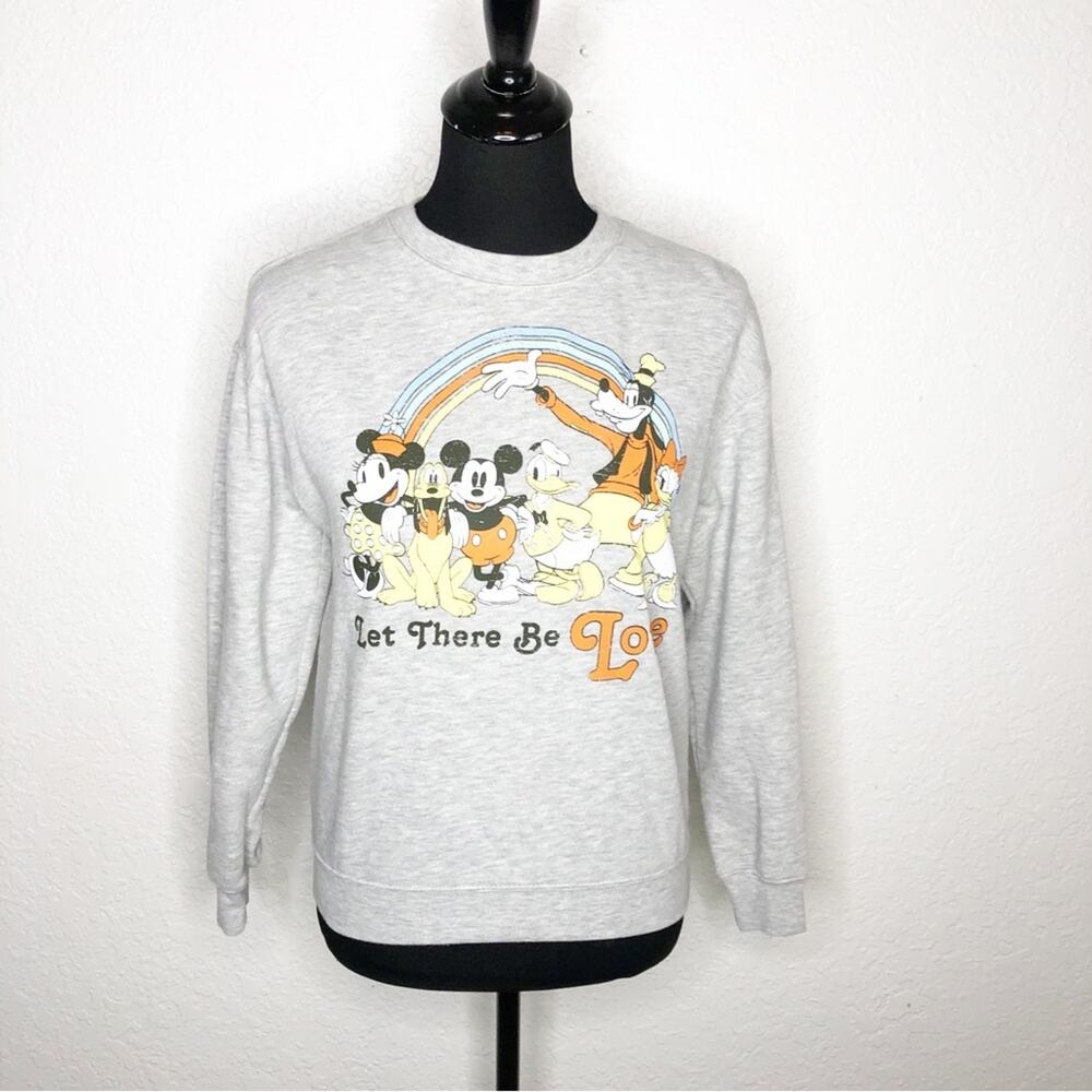 Disney Let There Be Love rainbow pride yellow orange gray sweatshirt size Small